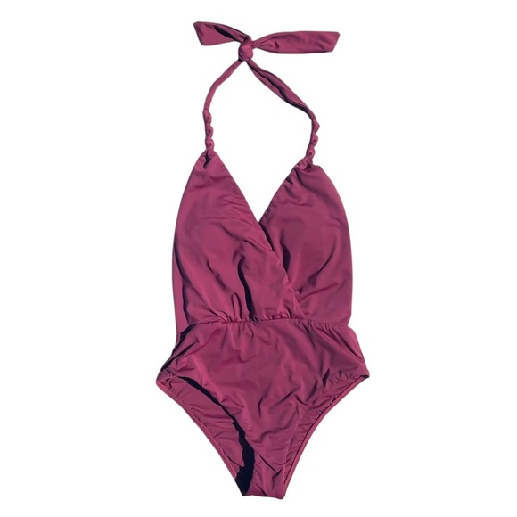 Vix Paula Hermanny one piece swimsuit ventana halter tie maroon red small NWT - Picture 1 of 10